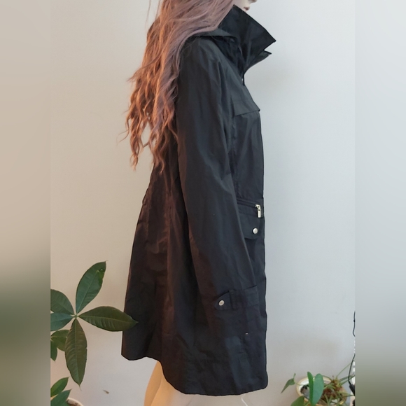 Cole Haan black hooded long trench rain coat - Picture 5 of 15